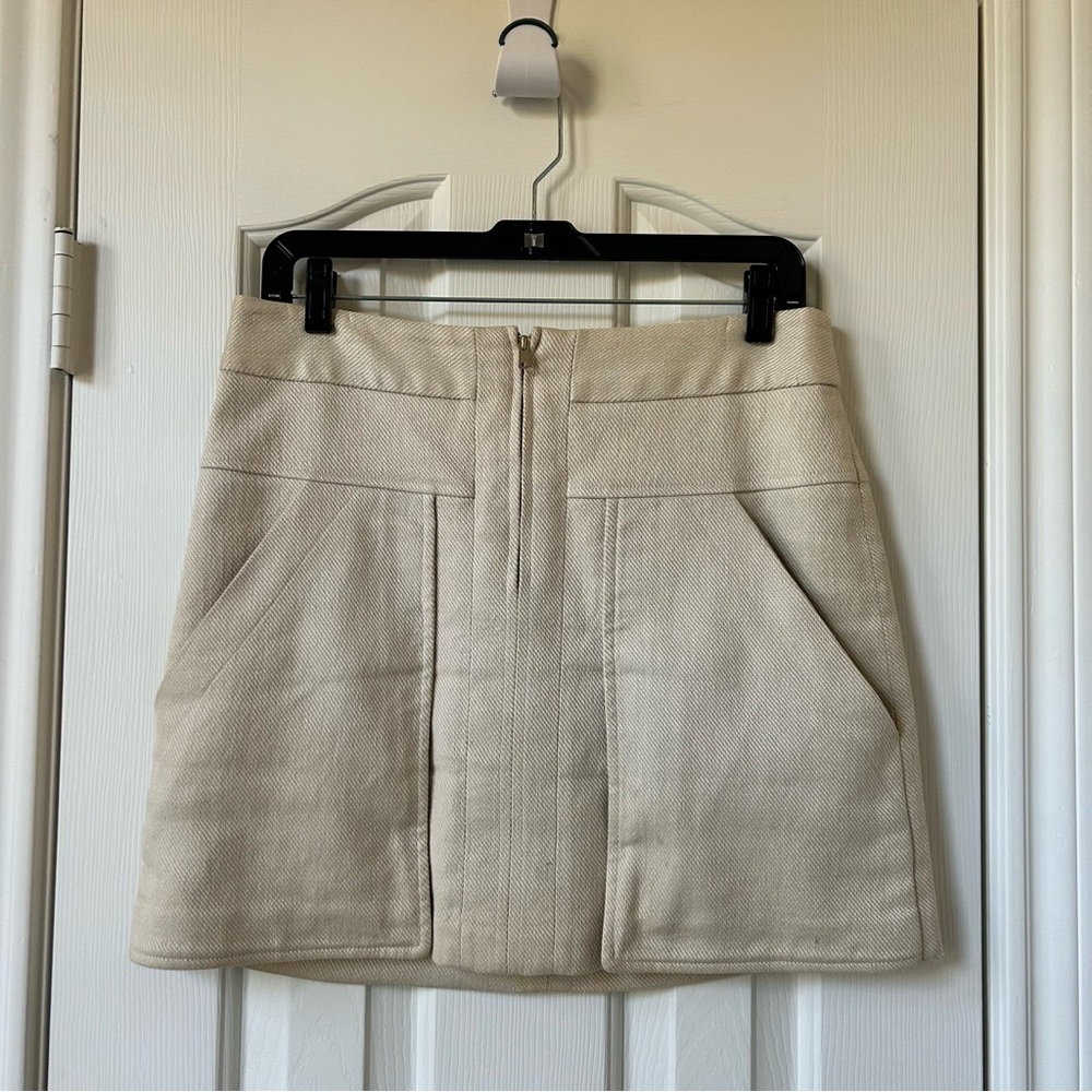 Ann Taylor White Linen & Cotton Pleated Miniskirt with Pockets Size 8P